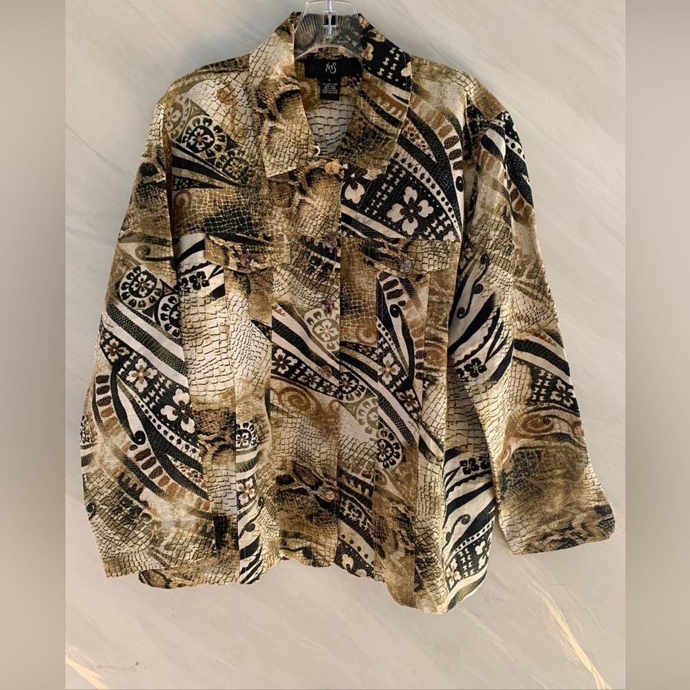 IOS Women’s L  Silk & Linen Snake Animal Lightweight  Blouse Jacket
